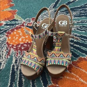 Gianni Bini Colorful Patterned Platform Sandals